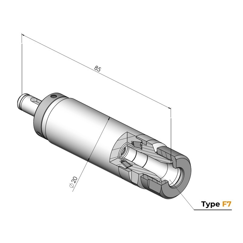 Dessin technique broche mécanique type F7