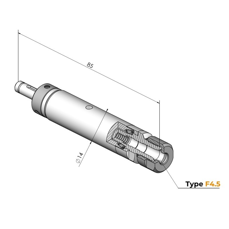 Spindel Ø14 Typ F4.5 technical drawing